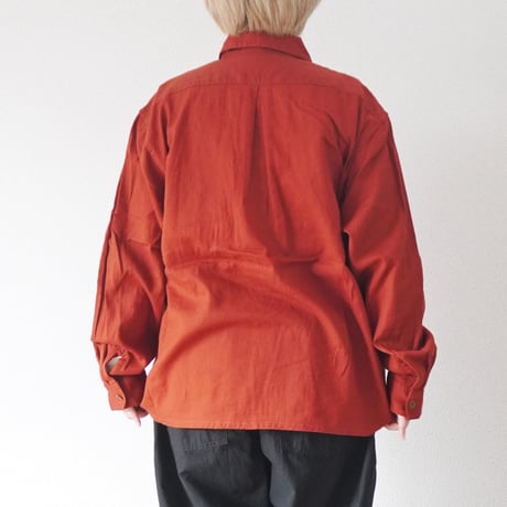 ユニセックス＊H.UNIT-エイチユニット-C/L viyella pullover long sleeves shirt /テラコッタレッド