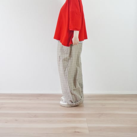 2色＊ユニセックス＊modem design-モデムデザイン-Checked Wide Pants / チェックワイドパンツ