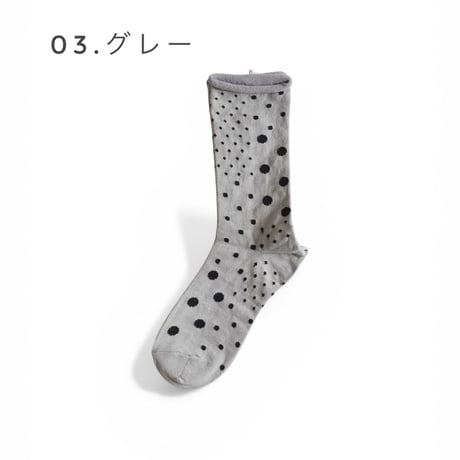 4色＊レディース＊prit -パッチワークドットソックス P02660