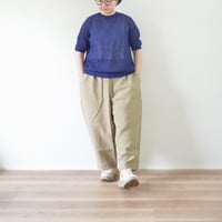 再入荷＊レディース＊Linen ya-リネンヤ-8分丈 ヨークワイドパンツ/ベージュ