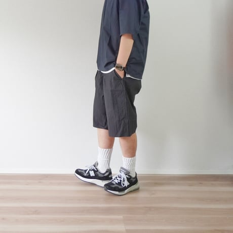 ＊ユニセックス＊LA MOND-ラモンド-Cotton/Nylon Poplin Shorts/ブラック/LM-P-129-TC