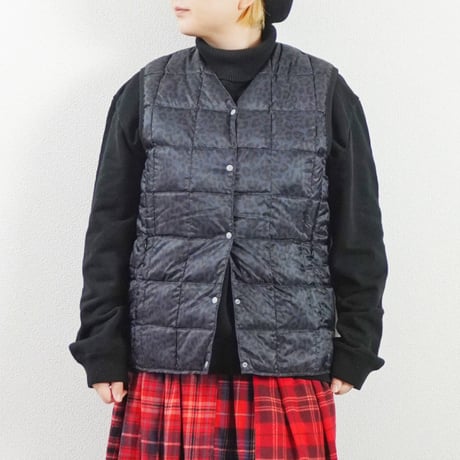 ＊レディース＊i c h i × TAION - Knit Cardigan + Leopard Inner Down Vest