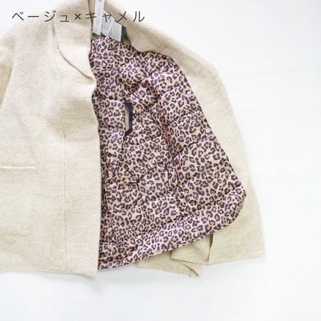 ＊レディース＊i c h i × TAION - Knit Cardigan + Leopard Inner Down Vest