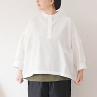 ＊レディース＊Linen ya-リネンヤ-コットンスタンドカラーブラウス/ホワイト
