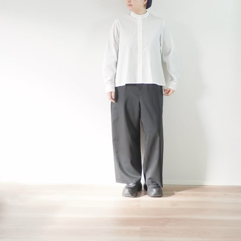 レディース＊Linen ya-リネンヤ-スタンドカラーブラウス/ホワイト