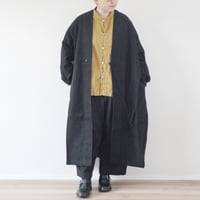 2色＊レディース＊prit-プリット-	25/1フレンチリネンツイル起毛 ノーカラーワンボタンコート P80520/10.クロ、55,ミッドナイト