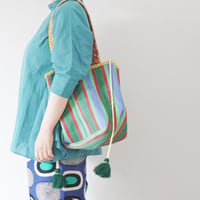 ＊goods＊SLOWHANDS-スロウハンズ-MULTI STRIPE MESH WIDE TOTE