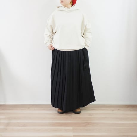 レディース＊Linen ya-リネンヤ-形状記憶プリーツ ウールスカート/ブラック