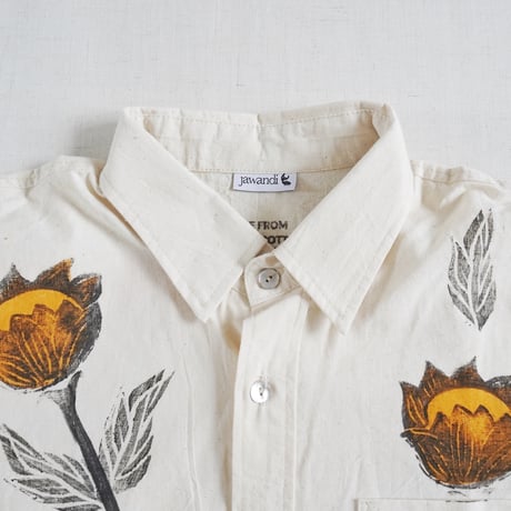 ＊ユニセックス＊Jawandi-ジャワンディー-Hand Stamp Flower L/S Basic Shirts/ハンドプリントシャツ