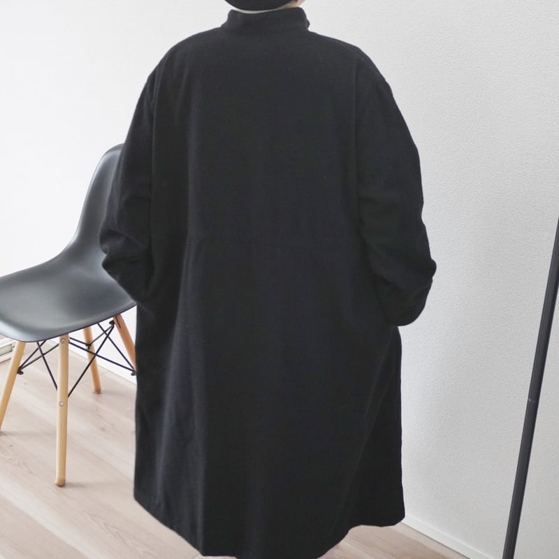 レディース＊Linen ya-リネンヤ-スタンドカラーコート/ブラック 