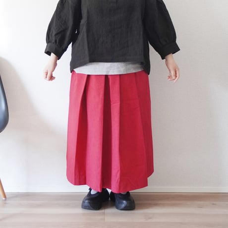2色＊レディース＊Linen ya-リネンヤ-タックスカート/82cm丈