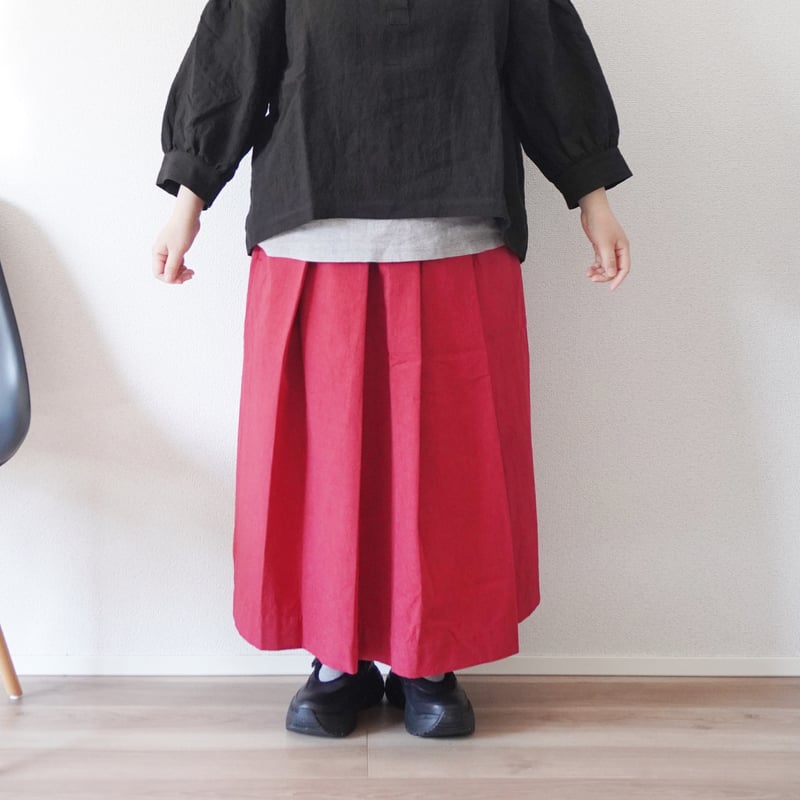 2色＊レディース＊Linen ya-リネンヤ-タックスカート/82cm丈 | 城下町
