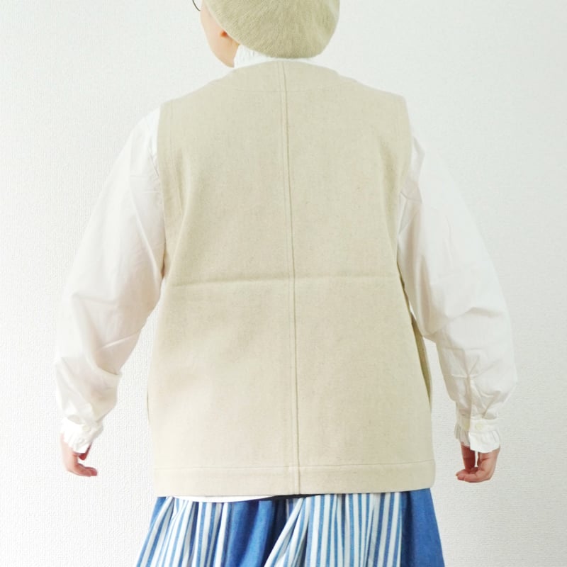 2色ユニセックス＊結-ゆい-2 BUTTON VEST C/F GABARDINE : YV