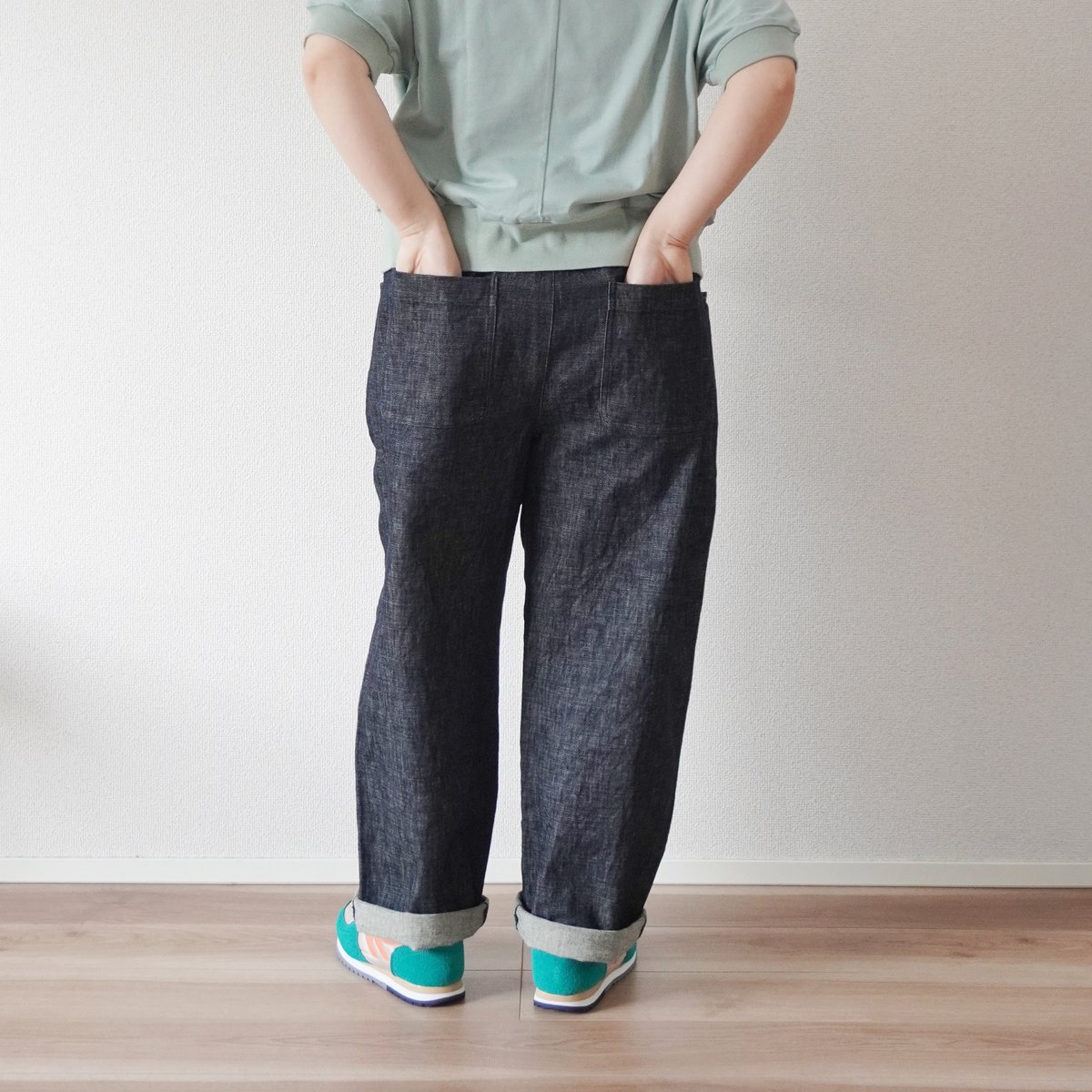レディース*Linen ya-リネンヤ-ストレッチデニム タック レディース*Linen ya-リネンヤ-ストレッチデニム タック