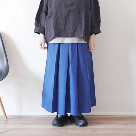 2色＊レディース＊Linen ya-リネンヤ-タックスカート/82cm丈