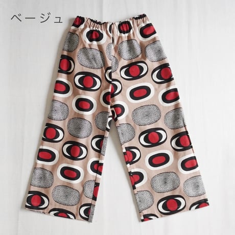 2色レディース＊ASCOT by yim-アスコット-綿麻キャンバス ダエン柄ワイドパンツ
