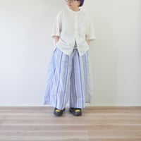 ＊レディース＊快晴堂 -風をはらむ、はかまパンツ。スウィングするブルーブルーストライプ（61P-11）