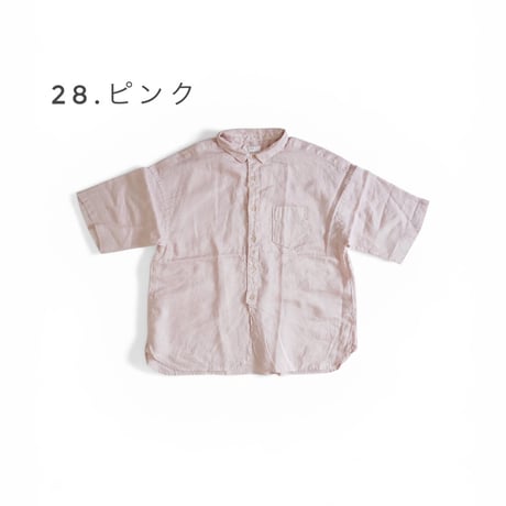 2色＊レディース＊prit -60/1フレンチリネン 5分袖レギュラーカラーシャツ P81646