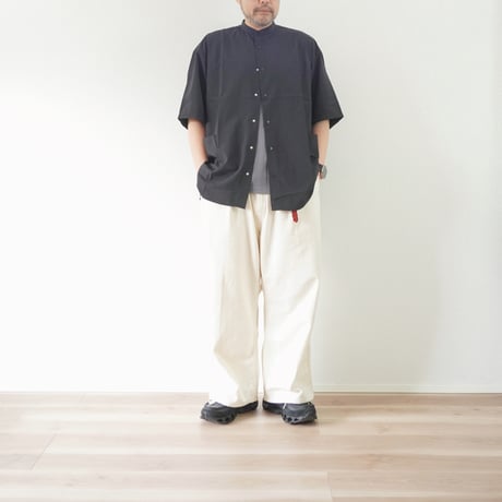 ＊ユニセックス＊ämne-アンヌ-NYLON park shirts / amn-SH-057 / ブラック