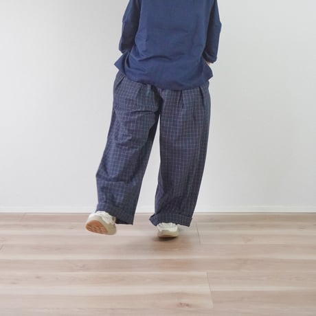 2色＊ユニセックス＊modem design-モデムデザイン-Checked Wide Pants / チェックワイドパンツ