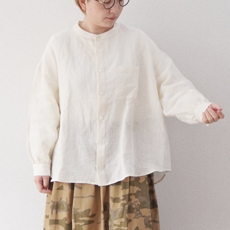 2色*レディース*Linen ya-リネンヤ-リネンワイドバンドカラー 2色*レディース*Linen ya-リネンヤ-リネンワイドバンドカラー