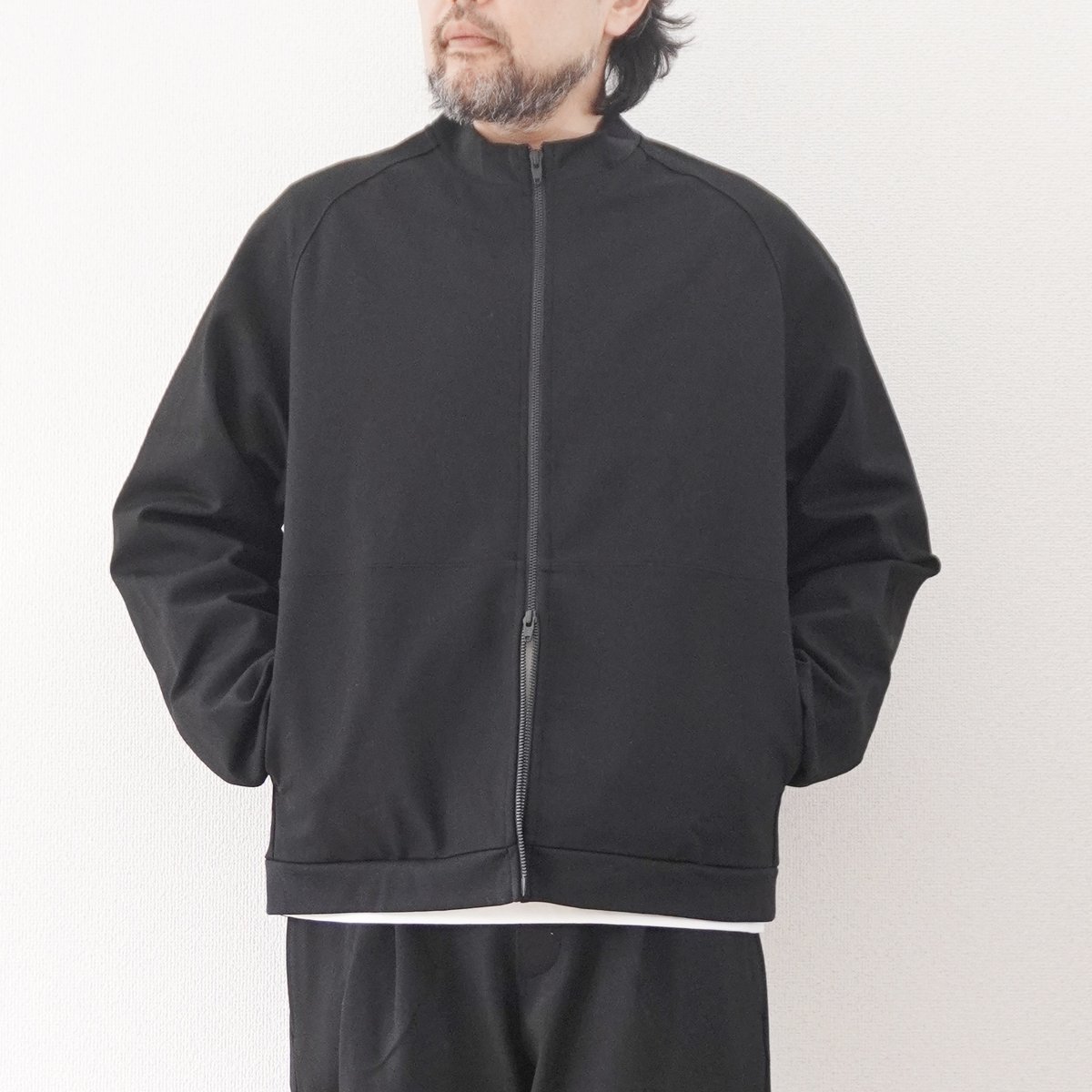 ユニセックス＊LA MOND-ラモンド-STAND NECK SILKY BLOUSON/L