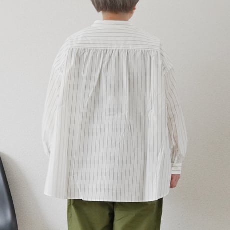 2色＊レディース＊Linen ya-リネンヤ-コットンタイプライターバンドカラーシャツ
