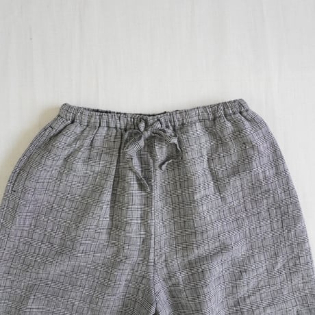 2色＊レディース＊TIGRE BROCANTE -ティグルブロカンテ- リネンモノクロチェック ギャザーワイドパンツ