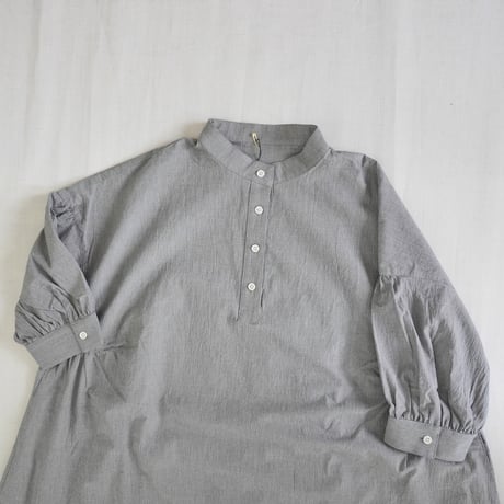レディース＊Linenya-リネンヤ-オーガニックコットン千鳥チェック スタンドカラーワンピース