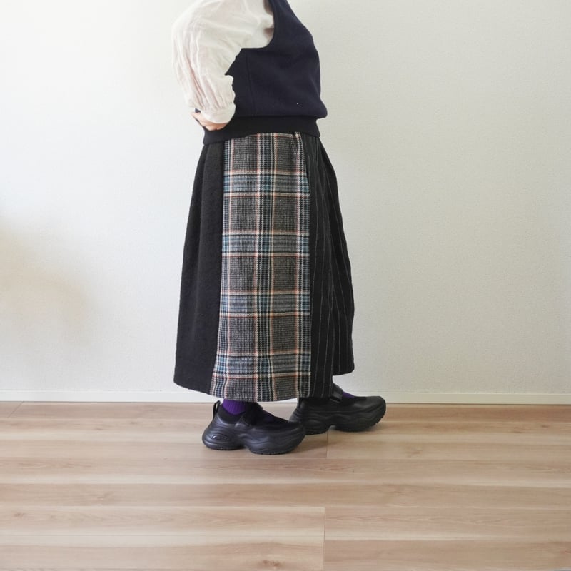 ティグルブロカンテ　デニムキルト切替ラップスカート　TIGER BROCANTE ティグルブロカンテ デニムキルト切替ラップスカート TIGER