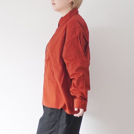 ユニセックス＊H.UNIT-エイチユニット-C/L viyella pullover long sleeves shirt /テラコッタレッド