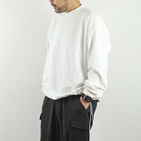 2色＊ユニセックス＊LA MOND-ラモンド-DRAWST MOCK NECK COTTON LONGTEE LM-C-207-CT
