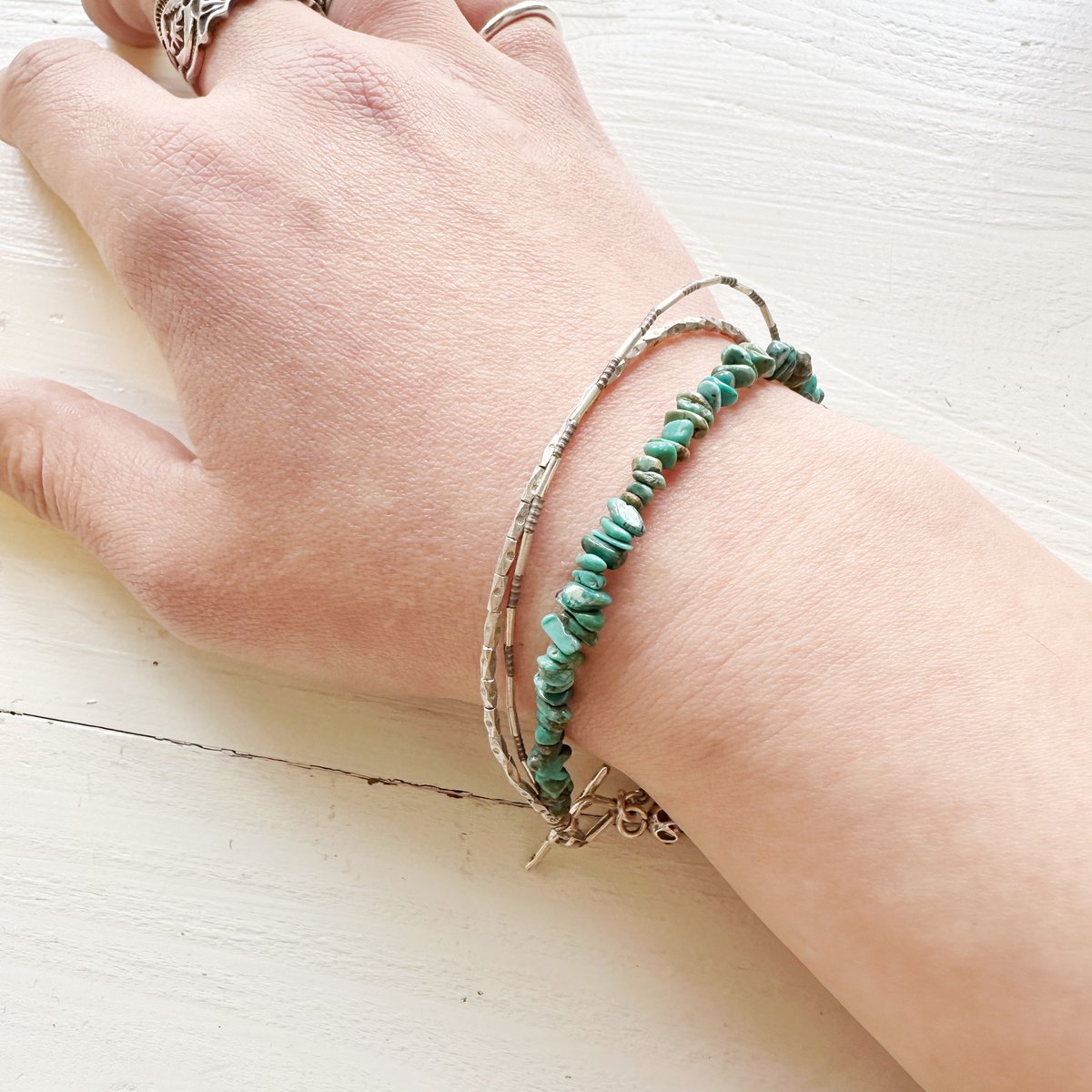 ＊goods＊SLOWHANDS-スロウハンズ-Silver & Turquoise Triple bracelet