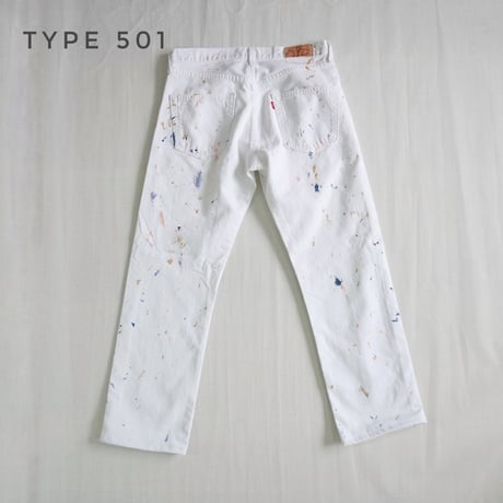 ユニセックス＊Nasngwam-ナスングワム-COLLISION PANTS TYPE501 ストレートシルエット（ホワイトデニム リメイク）