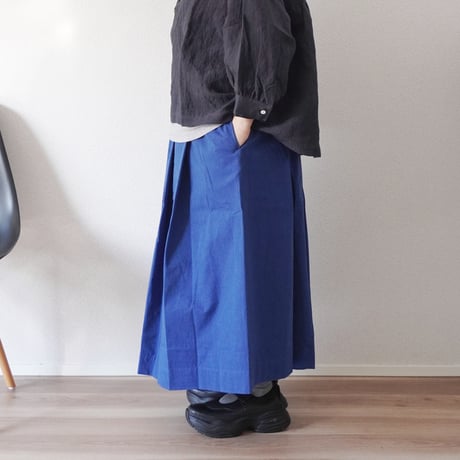 2色＊レディース＊Linen ya-リネンヤ-タックスカート/82cm丈
