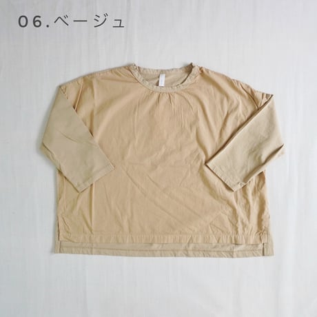 2色＊レディース＊prit-プリット-47/2サイロプレミアム天竺×50/1ブロード 切替7分袖ビッグプルオーバー P91635