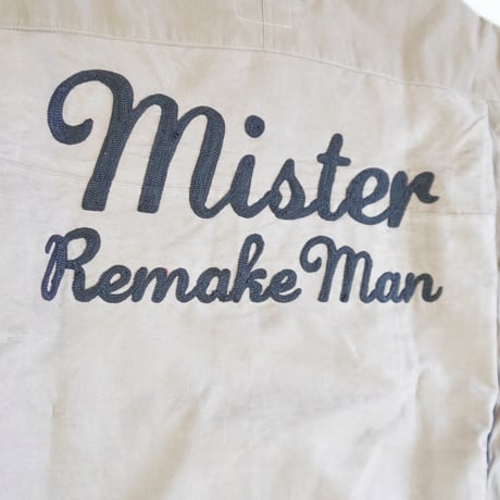 ＊ユニセックス＊Mr. Remake Man-ミスターリメイクマン-サテン生地リメイク ボーリングシャツ/ベージュ系
