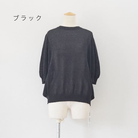3色＊レディース＊Linenya-リネンヤ- as it is. 和紙混クルーネック半袖ニット