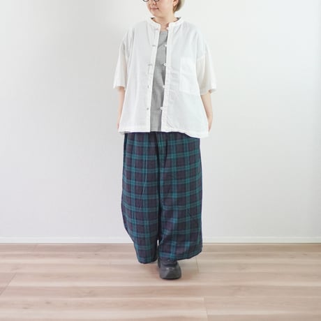 2色＊レディース＊prit-綿麻平織 ビッグタックワイドパンツ P72608