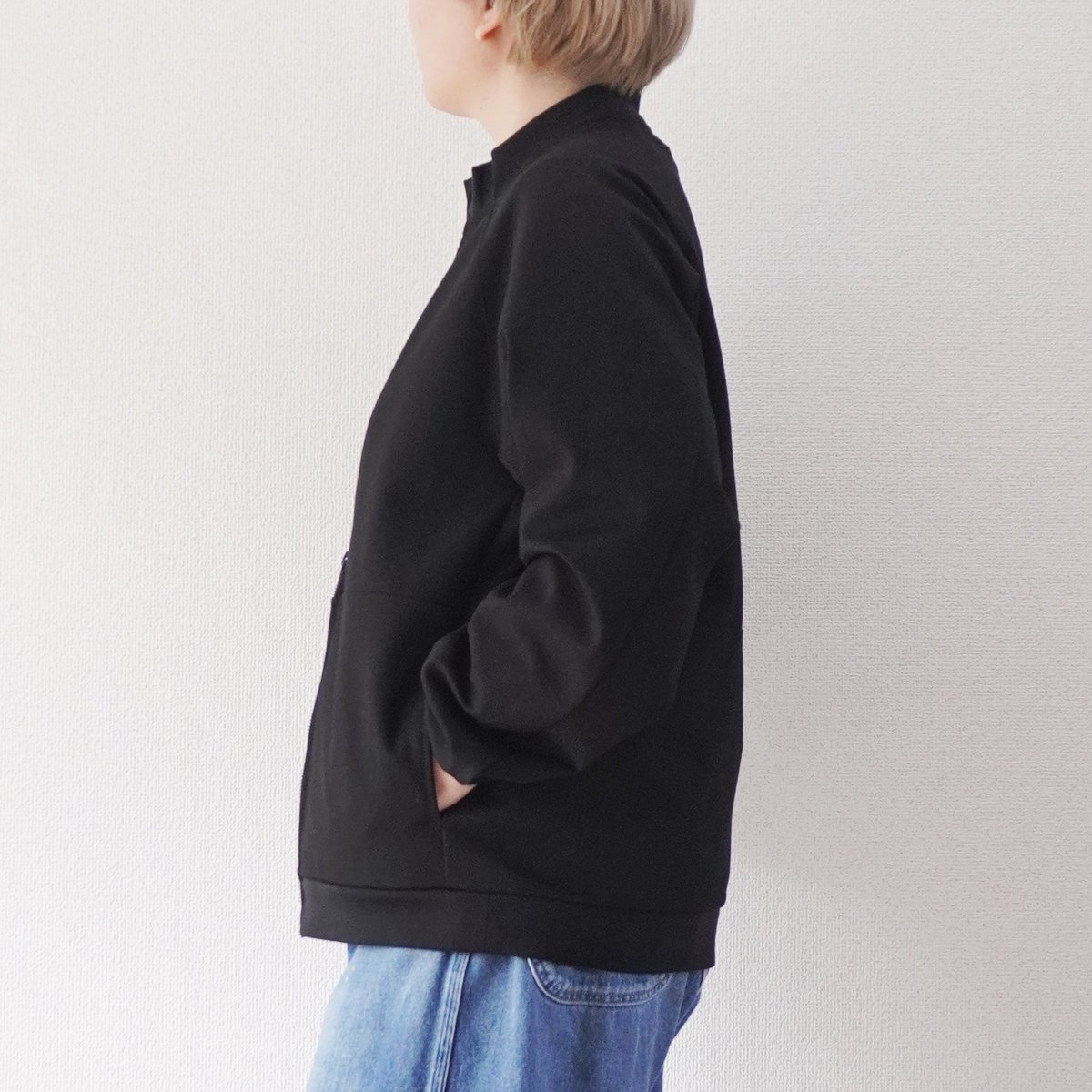 ユニセックス＊LA MOND-ラモンド-STAND NECK SILKY BLOUSON/L