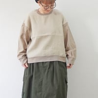 2色＊レディース＊prit-プリット-40/2 度詰 天竺 × コットン ツイル 二重織 切替 プルオーバー P91628