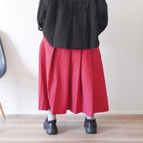2色＊レディース＊Linen ya-リネンヤ-タックスカート/82cm丈