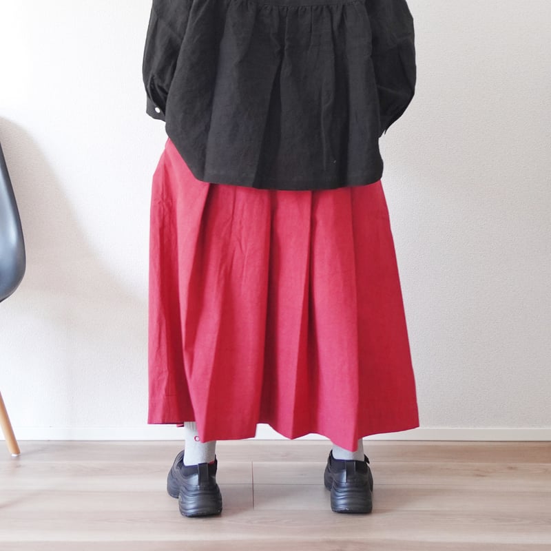 2色＊レディース＊Linen ya-リネンヤ-タックスカート/82cm丈 | 城下町