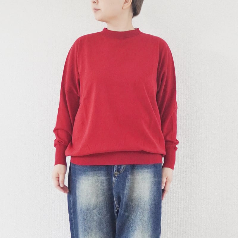 アンテプリマ＊さらさらツヤ感コットンレーヨン ゆるいサマーリブニット＊朱赤 アンテプリマ＊さらさらツヤ感コットンレーヨン ゆるいサマー