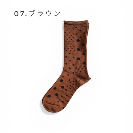4色＊レディース＊prit -パッチワークドットソックス P02660