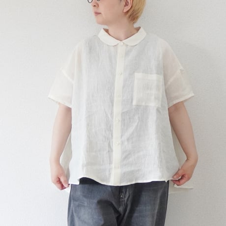 Ouest a' oent ルミノア ⿻ リネン 2wey ブラウス 丸襟 春夏 Ouest a' oent ルミノア ⿻ リネン 2wey ブラウス 丸襟 春夏