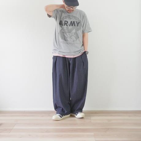 2色＊ユニセックス＊modem design-モデムデザイン-Checked Wide Pants / チェックワイドパンツ