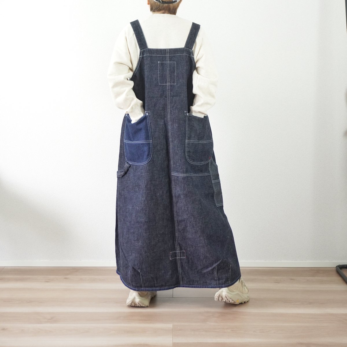 快晴堂デニムオーバースカート レディース＊快晴堂-裾ダーツオーバーオールスカート Girl's デュアル