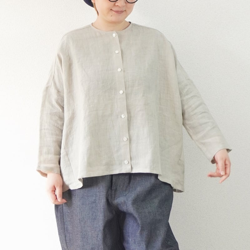 リネン2wayバックギャザーブラウス 2色＊レディース＊Linenya-リネンヤ-リネンバックギャザーブラウス