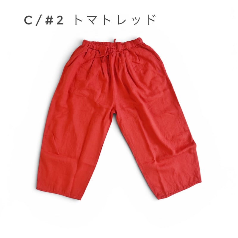 快晴堂　涼しいリネンパンツ　赤 3色＊レディース＊快晴堂 -ふわふわタックパンツ 初秋まで着られる